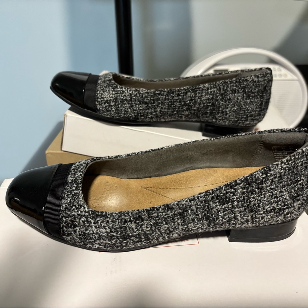 Clarks Black and Gray Women's Loafers